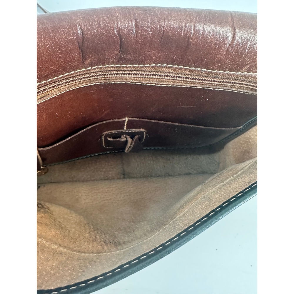 Vintage BRAHMIN Brown Leather Purse Adjustable Strap Pockets - Picture 9 of 11